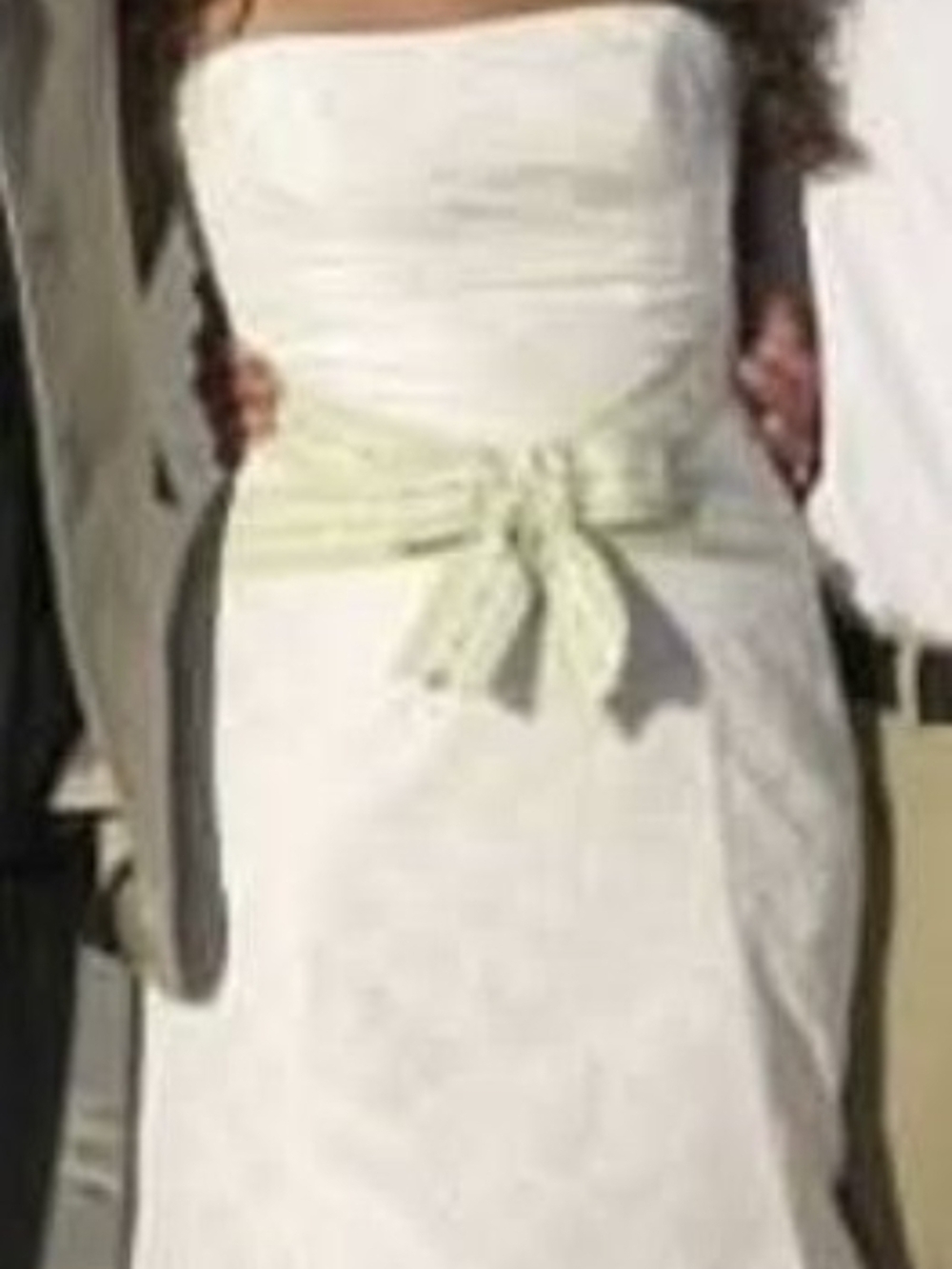 Carolina Herrera Strapless Wedding Dress with Pale Green Accent Bow